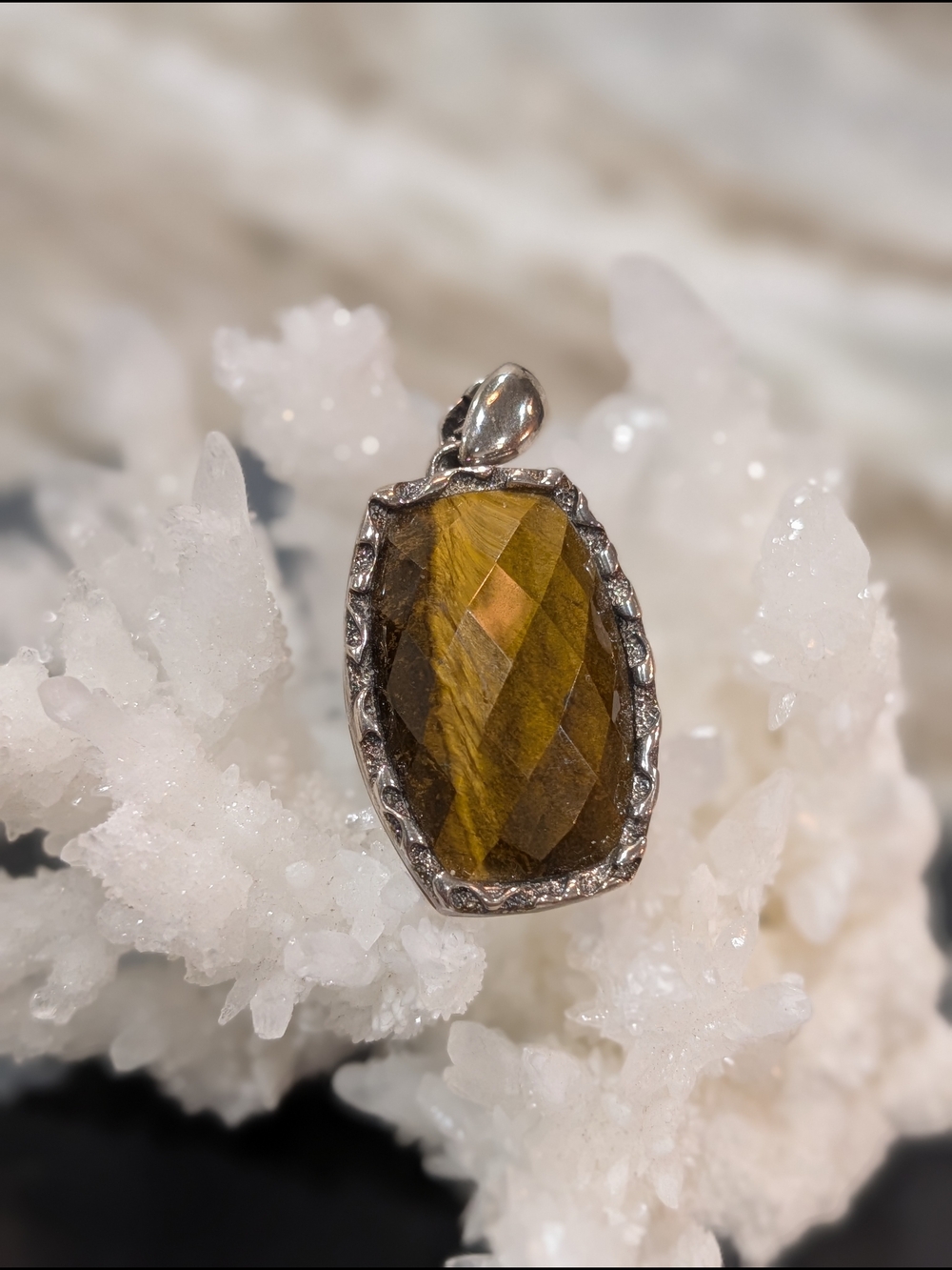 Sterling Silver Faceted Tiger's Eye Pendant - Picture 4 of 6
